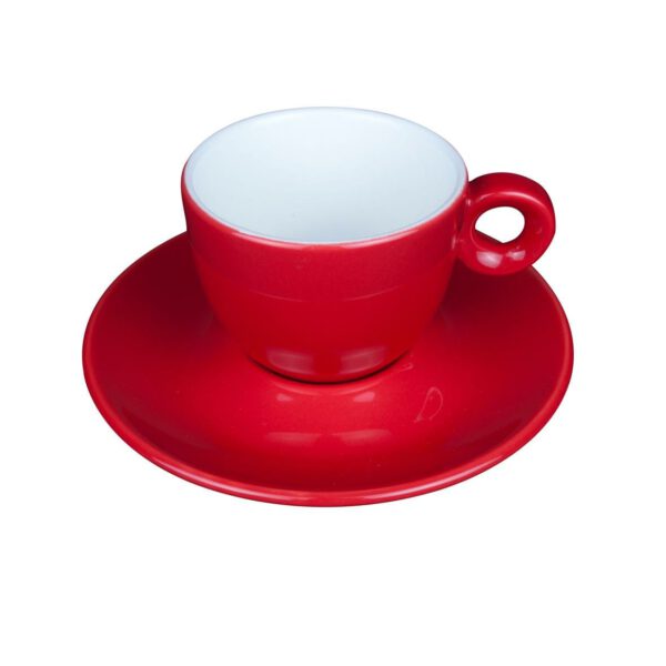 Bekijk de Bola Koffie rood-roomwit 15 cl. SET Kop en schotel Sets